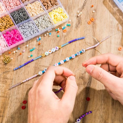 Goldwise Friendship Bracelet Kit 4 Boxes-13078 Pcs 72 Colors Bracelet Making Kits with Clay, Glass Seed and 3 Styles Letter Beads with Charms for DIY Craft Gift - size: 4 Boxes-Eras