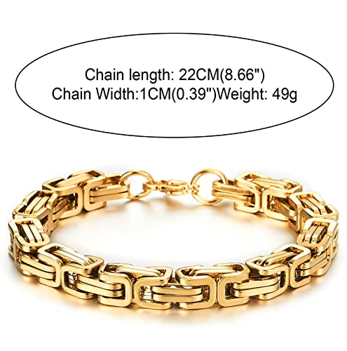 COOLSTEELANDBEYOND Mens Women New Stainless Steel Braided Link Bracelet Polished - color: G-Metal Color: Gold