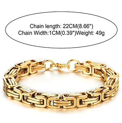 COOLSTEELANDBEYOND Mens Women New Stainless Steel Braided Link Bracelet Polished - color: G-Metal Color: Gold