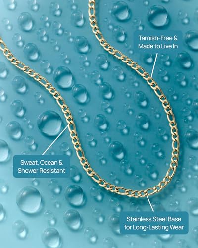 PAVOI Waterproof Chain Necklace for Women, 14K Gold Plated Layering Chains | Flat Curb, Herringbone, Snake, Rope, Figaro, Cuban Link & Paperclip Chain Necklaces, Stainless Steel Fashion Jewelry - color: White Gold