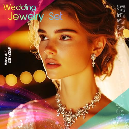Aukmla Rhinestones Bridal Wedding Jewelry Set Choker Necklaces Earrings Bracelet Sets Prom Jewelry for Women and Brides - color: Black
