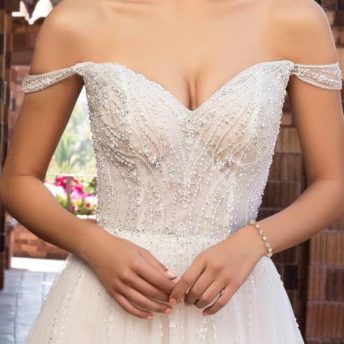 EleQueen Women's Simulated Pearl Wedding Jewelry Set for Brides | Cubic Zirconia Necklace Earrings Bracelet Set for Brides Bridesmaids, Bridal Jewelry Set for Anniversary/Memorial Day - style: Elegant Necklace Set Gold-Plated-Base