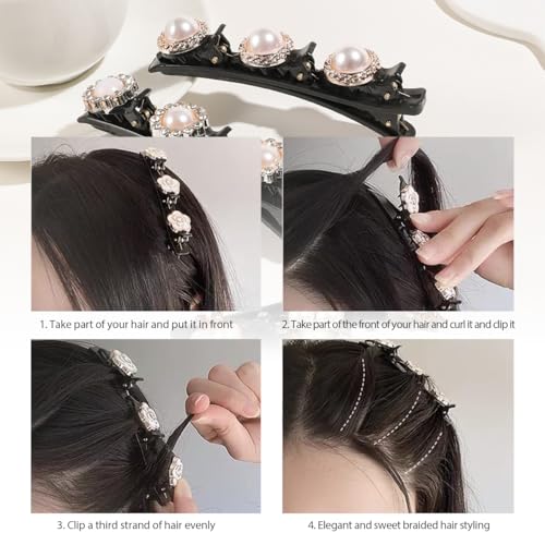 8Pcs Sparkling Crystal Rhinestone Braided Hair Clips Hair Accessories(Set A) - color: 8Pcs(Set A)