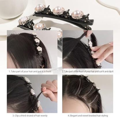 8Pcs Sparkling Crystal Rhinestone Braided Hair Clips Hair Accessories(Set A) - color: 8Pcs(Set A)