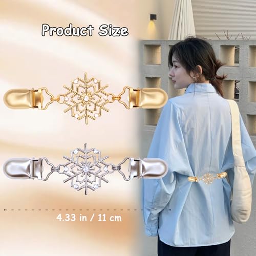 2 PCS Waist Cincher Clips Dress Clips Back Cinch for Shawl Cardigan Sweater Clothes Shirt Tightener Clip(Silvery Golden) - color: Color S