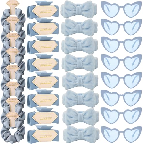 Bridesmaid Scrunchies Proposal Gifts Bachelorette Hair Claws Clips women heart sunglasses for Wedding Party Favors (Dusty Blue headband 32pcs) - color: Dusty Blue Headband 32pcs