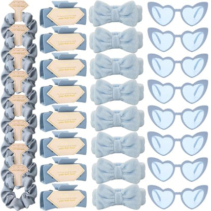 Bridesmaid Scrunchies Proposal Gifts Bachelorette Hair Claws Clips women heart sunglasses for Wedding Party Favors (Dusty Blue headband 32pcs) - color: Dusty Blue Headband 32pcs