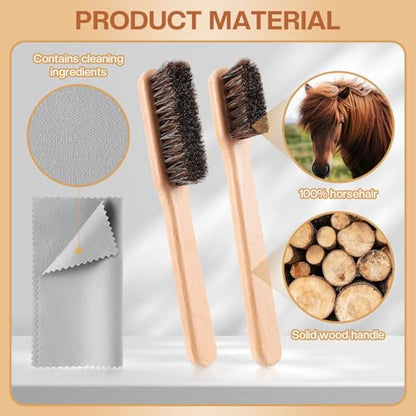 4 Pcs Horsehair Silver Cleaning Dauber Brushes Sterling Detail Polish Applicator Set with Polishing Cloth for Silverware Plateware Jewelry Cleaner(Style C) - style: Style C