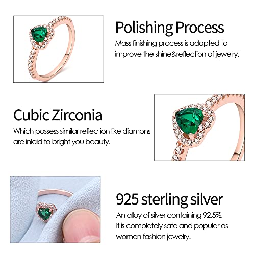 KUNSIR 925 Sterling Silver Rings Classic Cubic Zirconia Eternity Promise Statement Anniversary Wedding Bands Engagement Rings for Women Infinity Forever Love Ring Size 7-9 - style: Green Stone Ring