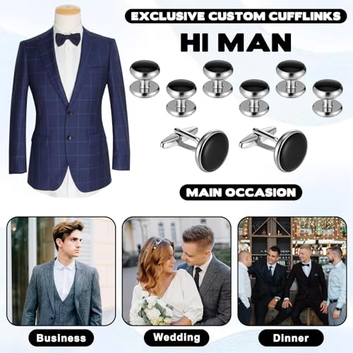 8 Pcs Men’s Tuxedo Studs and Cufflinks Set Classic Tuxedos Shirt Studs | Tuxedo Buttons and Cufflinks, Business Wedding Formal Accessories, Anniversary Birthday Gift, Cufflink for Men, Shirts Vests