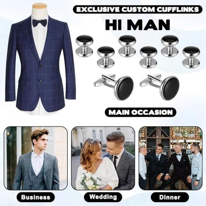 8 Pcs Men’s Tuxedo Studs and Cufflinks Set Classic Tuxedos Shirt Studs | Tuxedo Buttons and Cufflinks, Business Wedding Formal Accessories, Anniversary Birthday Gift, Cufflink for Men, Shirts Vests