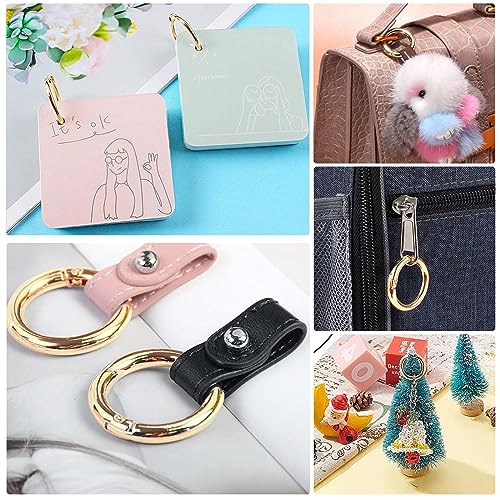 SUNNYCLUE 1 Box 16Pcs Spring Gate Rings Gold Spring Key Ring Bulk Trigger Buckle Clip Snap Clasps Round Carabiner for Jewelry Making Keyrings Bags Purses DIY Craft - color: 1 Box 16pcs Alloy O Rings 16mm