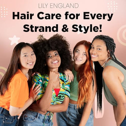 Lily England Hair Brush Set for Girls with Comb, Claw Clip & Stickers