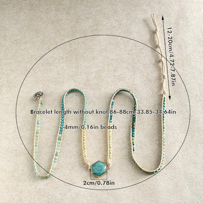 Handmade Boho Wrap Bracelets Natural Turquoise Crystal Stone Variety Beaded Strand Bracelet - color: Amazonite