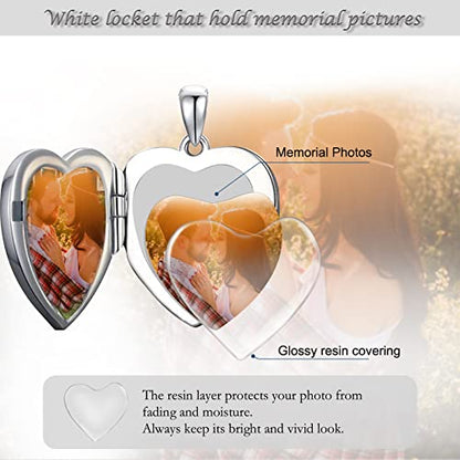 SOULMEET 10K 14K 18K Solid White Gold/Silver Minimalist Style/Infinity Sunflower Heart/Oval Locket Necklace That Holds 1 or 2 Pictures Personalized Photo Locket Necklace Letters Engraving - style: C2-Forever in my heart locket+photo