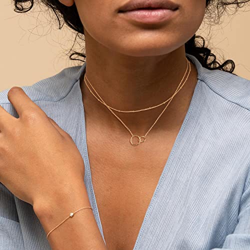 CHESKY 14K Gold Plated Silver Dainty Satellite Choker Necklace for Women | Layered Beaded Chain Necklace, Thin Choker Jewelry, Dainty Gold necklace, Minimalist Trendy Jewelry, Daily Gift for Women - style: Satellite circles-gold