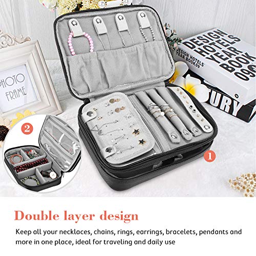 ProCase Travel Jewelry Case Organizer Bag, Soft Padded Jewelry Carrying Pouch Portable Storage Holder for Earrings Ring Necklace Bracelet Chain