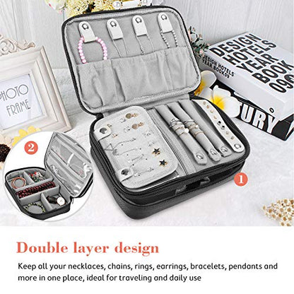 ProCase Travel Jewelry Case Organizer Bag, Soft Padded Jewelry Carrying Pouch Portable Storage Holder for Earrings Ring Necklace Bracelet Chain