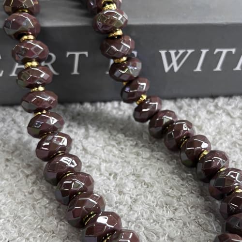 Colorful Chunky Acrylic Beaded Choker Necklaces for Women | Multicolor Faceted Beads, Sturdy Metal Chain, Adjustable Detachable, Lightweight, Summer Boho, Sparkly Statement Jewelry Gift - color: Brown