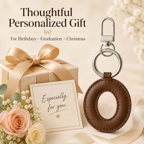Initial Letter Keychain,Stainless Steel,Colorful Faux Leather Keyring for Backpack,Purse,Car Keys,Gift for Men Women - color: O