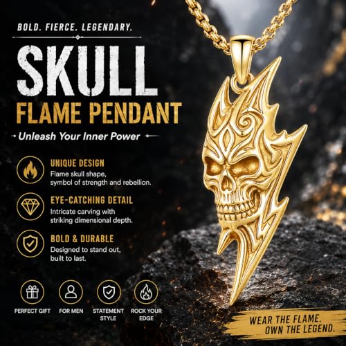 Skull Necklace for Men Women Gothic Skull Necklace for Men Women - style: 14K Skull necklace#1