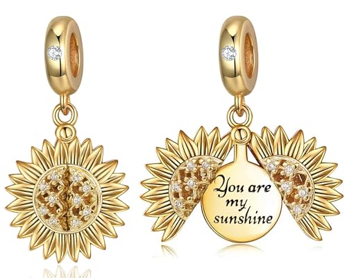 Sunflower Charm Fit for Pandora Charms Bracelet and Necklace You Are My Sunshine Charm Gifts for Women - style: You Are My Sunshine Sunflower