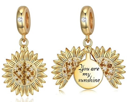 Sunflower Charm Fit for Pandora Charms Bracelet and Necklace You Are My Sunshine Charm Gifts for Women - style: You Are My Sunshine Sunflower
