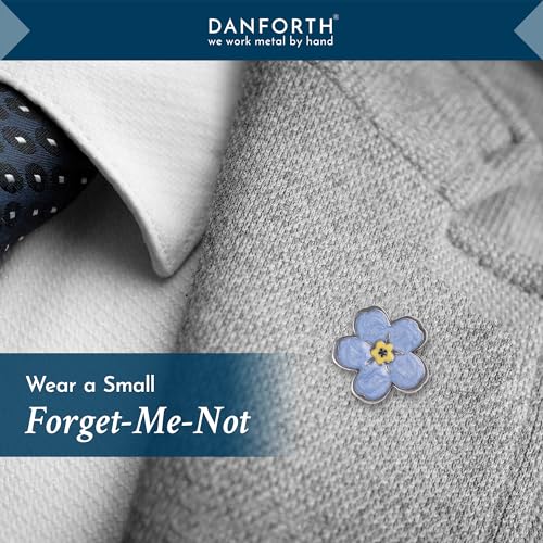 Forget-Me-Not Flower Lapel Pin, Light Blue Wardrobe Accessory, Handcast & Painted in the USA - Pewter Pin for Jackets, Hats, Tops, Measures 7/8"