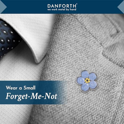 Forget-Me-Not Flower Lapel Pin, Light Blue Wardrobe Accessory, Handcast & Painted in the USA - Pewter Pin for Jackets, Hats, Tops, Measures 7/8"