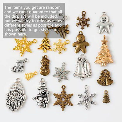 stino 100 G Mixed Style Metal Charms for Jewelry Making, Bulk Silver & Gold Plated, for Bracelet, Necklace, Earrings DIY Crafts - style: Christmas