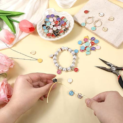 312 Pcs Letter Charms for Jewelry Making, Mix Initial Charm with 100 Keychain Clips and 200 Jump Rings, Double Sided Alphabet Charms for DIY Necklace & Bracelet