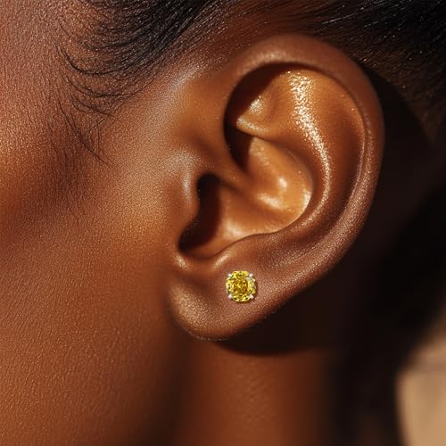 Zircon Flat Back Screw Hypoallergenic Surgical Steel Stud Earrings - color: Luxe Yellow, size: 1ct - 0.24 Inch (6mm)