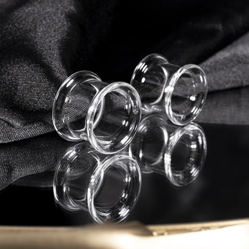 Vankula 2PCS 8-16mm Glass Ear Gauges Plugs and Tunnels Black Double Flared Saddle Ear Stretcher Expander Body Jewelry - color: Clear, size: 16mm(5/8")