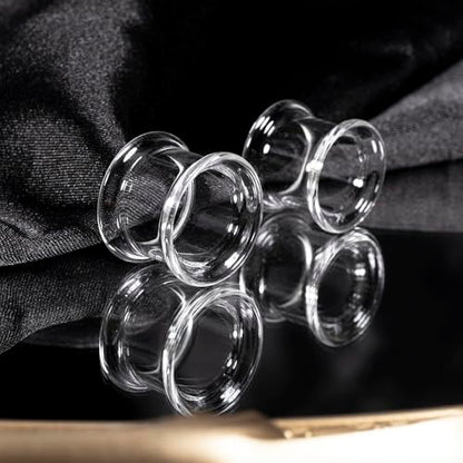 Vankula 2PCS 8-16mm Glass Ear Gauges Plugs and Tunnels Black Double Flared Saddle Ear Stretcher Expander Body Jewelry - color: Clear, size: 16mm(5/8")