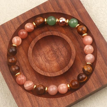 KSQS Healing Stone Bead Bracelet for Women, Natural Gemstones Balance Protection Bracelet, Spiritual Crystal Beads Bracelet Anxiety Relief with Meaning Card - color: Courage