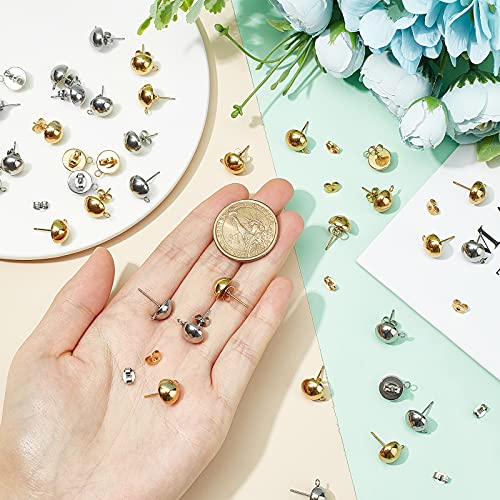 UNICRAFTALE 10mm Half Ball Post Earring Studs for DIY Jewelry Making