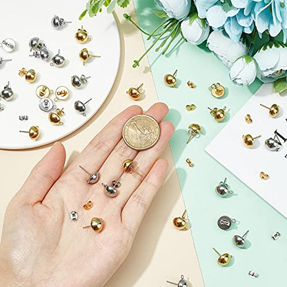UNICRAFTALE 10mm Half Ball Post Earring Studs for DIY Jewelry Making