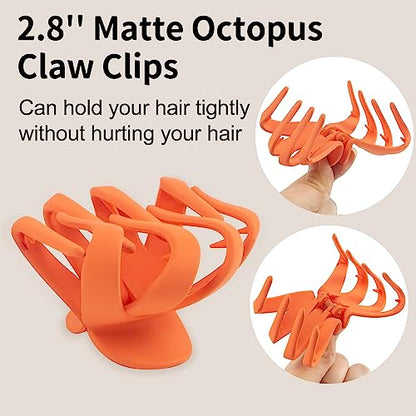 2.8 Medium Matte Hair Claw Clips for Thin Hair, 90' Strong Hold Non-slip Neutral Octopus Jumbo Hair Accessories for Women and Girls (Shiny) | Non-Slip Strong Hold Hair Clips for Thin to Medium Thick Hair, Durable Medium Octopus Claw Clips, Bright Pastels