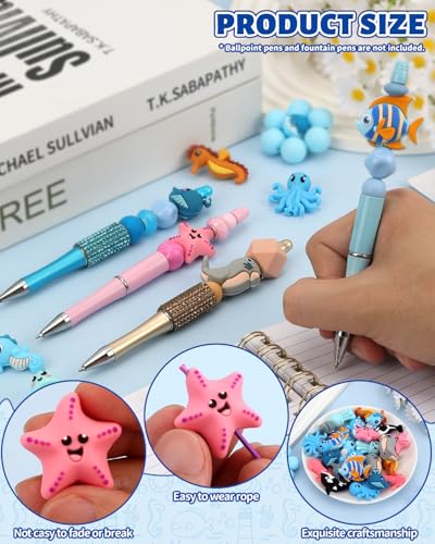 12PCS 3D Sea Creatures Silicone Focal Beads for Pens - color: 3D Sea Creatures