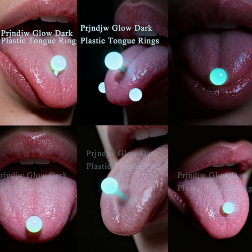 Prjndjw 48Pcs 14G 16mm 14MM Glow in Dark Tongue Nipple Ring Plastic Flexible Acrylic Straight Barbell Body Piercing Jewelry for Women Men Tongue NIppie piercings - color: 16.0 millimetres