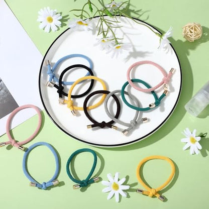 Canlierr 48 Pcs Colorful Knotted Hair Ties Adjustable Hair Ties Bow Elastic Without Damage Ponytail Holders for Women Girls