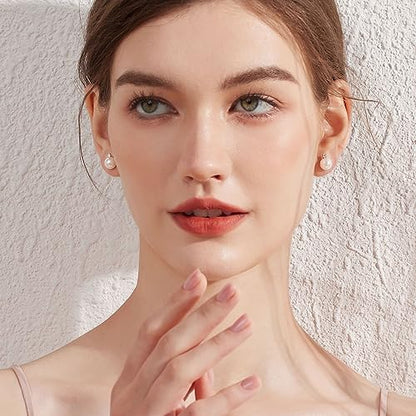 Han han Pearl Stud Earrings for Women 925 Sterling Silver, Pearl Jewelry Gift for Women 8MM-13MM - style: B-Small Pearl Studs 8mm