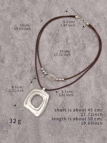 Boho Necklaces for Women Chunky Circle Necklace Bohemian Necklaces | Chunky Boho Necklace for Women Layered Boho Circle Leather Choker Necklace Long Vintage Necklaces Bohemian Jewlery Gifts - style: Bohemian Multilayer Necklace
