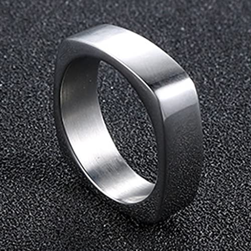 Jude Jewelers Stainless Steel Square Shaped Classic Simple Plain Wedding Band Ring - color: Silver
