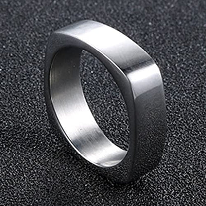 Jude Jewelers Stainless Steel Square Shaped Classic Simple Plain Wedding Band Ring - color: Silver