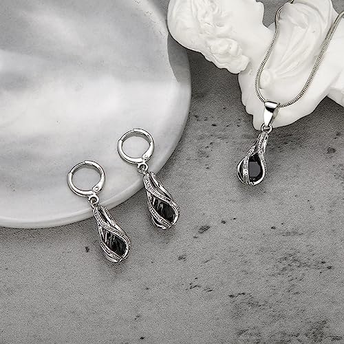 IFKM Silver Jewelry Sets for Women Rhinestone Crystal CZ Bridal Bridesmaid Accessories Necklace Earrings set for Wedding Prom Anniversary Birthday Gifts - color: Black