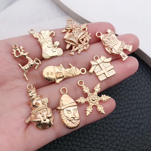 WOCRAFT 60pcs KC Gold Christmas Bracelet Charms for Jewelry Making Sets DIY Necklace Bracelet Keychain Crafting Charms Kit Craft Supplies (SN828) - color: KC Gold, size: Christmas Charms