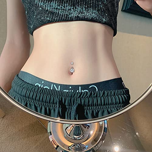 Belly Button Rings Stainless Steel 14G CZ Opal Navel Rings Barbells Women Girls Belly Piercing Jewelry - color: Silver Color-Style B: 5 PCS