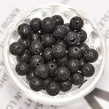 NCB 200pcs 4mm Beads Natural Semi Precious Beads Round Smooth Gemstones Loose Spacer Beads Charms for Necklaces Bracelets Jewelry Making (Black Volcanic Lava, 4mm 200Beads) - color: Black Volcanic Lava, size: 4mm 200Beads