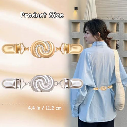 2 PCS Waist Cincher Clips Dress Clips Back Cinch for Shawl Cardigan Sweater Clothes Shirt Tightener Clip(Silvery Golden) - color: Color C